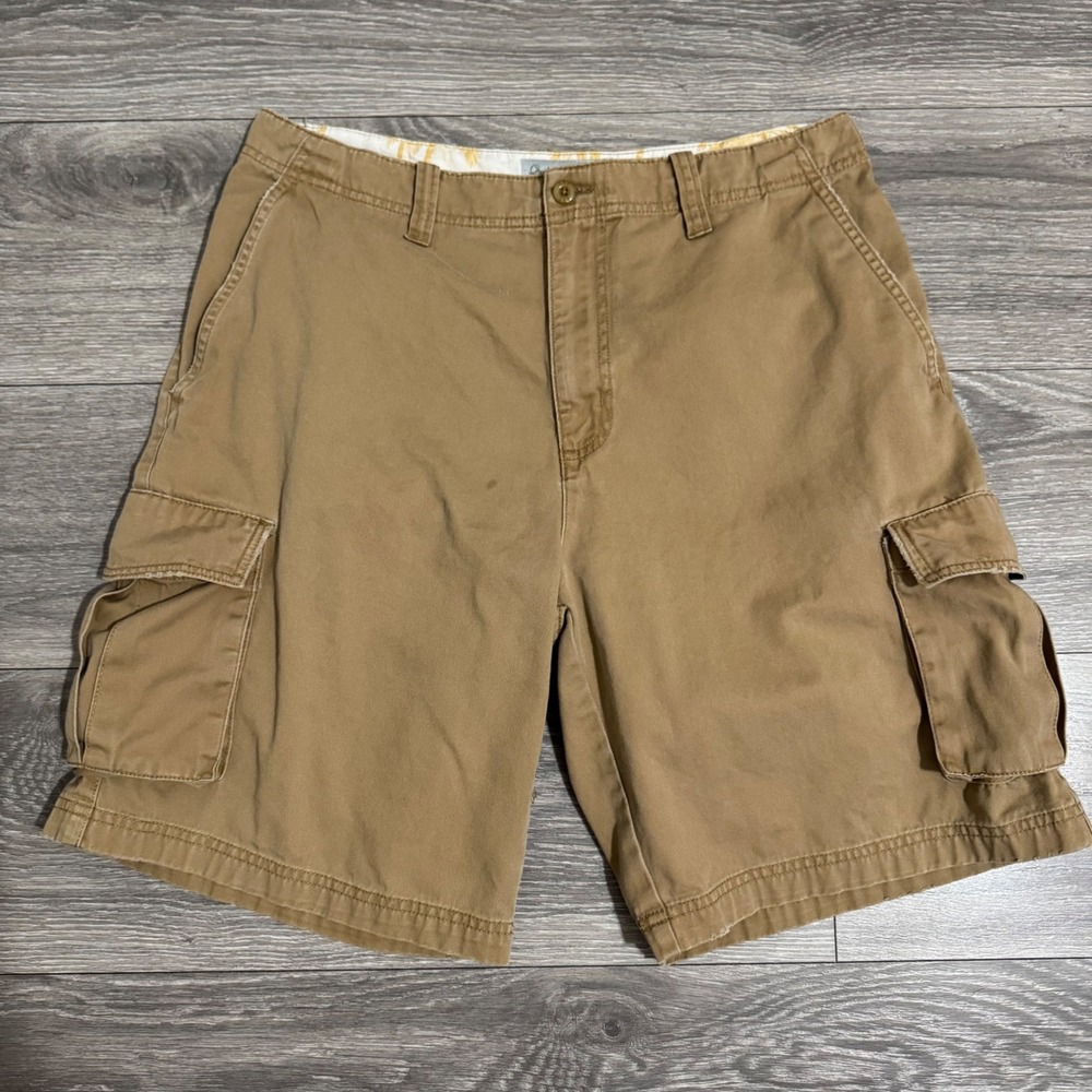 Quiksilver Edition Mens Tan Cargo Shorts‎ Size 33 Utility Casual 100% Cotton